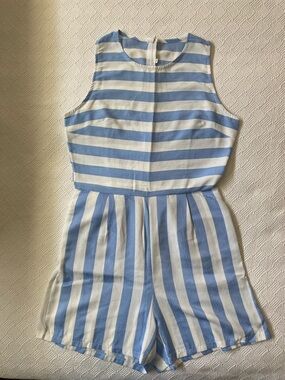 Women’s Blue and White Striped Romper